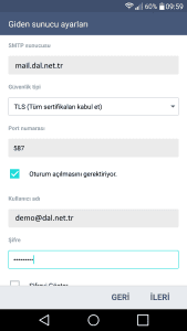 Android Mail Kurulumu